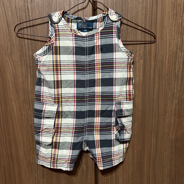 ポロ ラルフローレン 薄手チェックロンパース 12M 80 アメリカ本土購入品