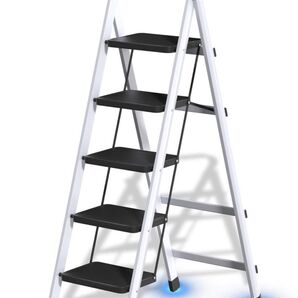 新品 脚立 踏み台 アルミ 折りたたみ 5段 持ち手付き脚立 ステップ台 スツール step ladder はしご 梯子 キャタ