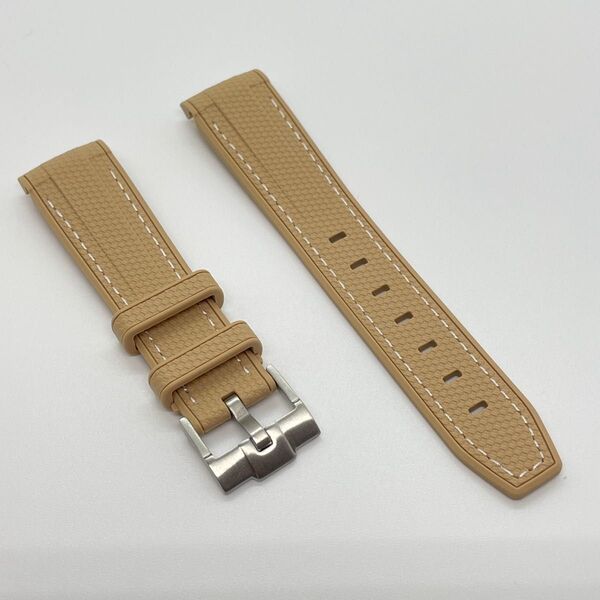 【新品】腕時計 ストラップ ベルト STRAPSEEKER カーブエンド ラバーベルト 20mm ライトブラウン