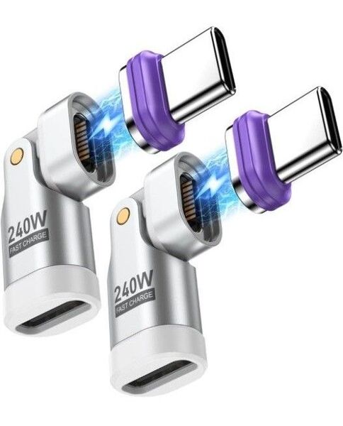 AUFU 16pin マグネット USB-C 変換アダプタL字型 180°回転(PD240W)Type-C 変換アダプタ