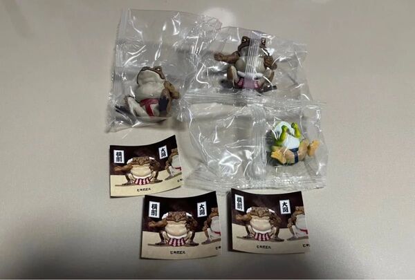 新品 3個セット 横綱ヒキガエル 大関ヒキガエル 小結アマガエル 蛙力士 はっけよいフィギュア ガチャ