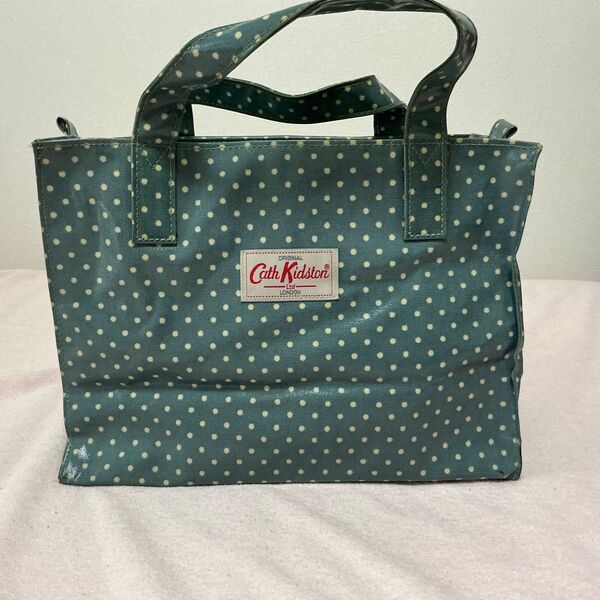 Cath Kidston キャスキッドソン ビニール製バッグ ブルー白水玉