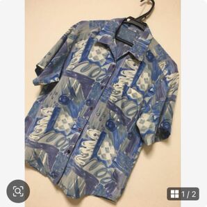 絵画風 幾何学模様 総柄シャツ