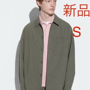 新品 ユニクロ 感動シャツジャケット/コットンライク Sサイズ オリーブ 訳あり