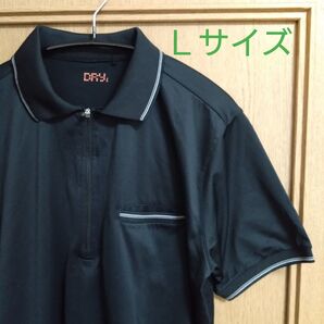 【美品・Lサイズ】UNIQLO 半袖ジップアップポロシャツ 黒 ポケット付