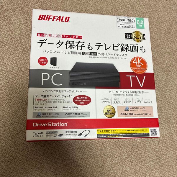 バッファロー USB外付けハードディスク BUFFALO HD-EDS6U3-BE HDD 6TB