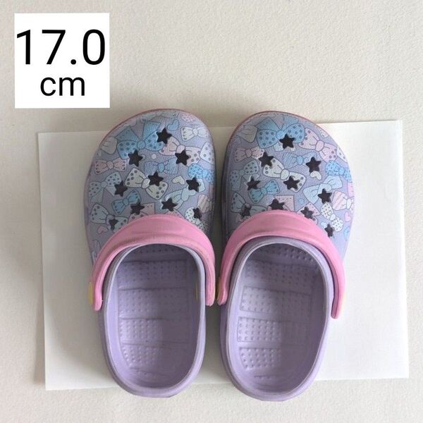 子供用 サンダル 17.0cm パープル リボン 星