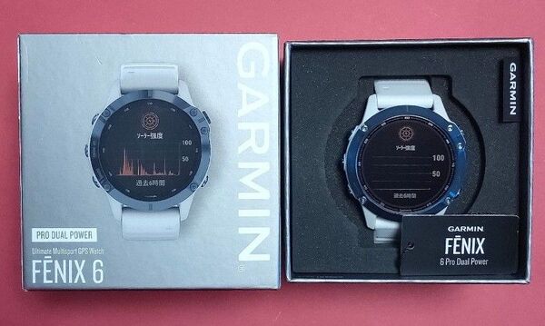 【美品】GARMIN(ガーミン)FENIX 6 PRO DUAL POWER Ti Mineral Blue