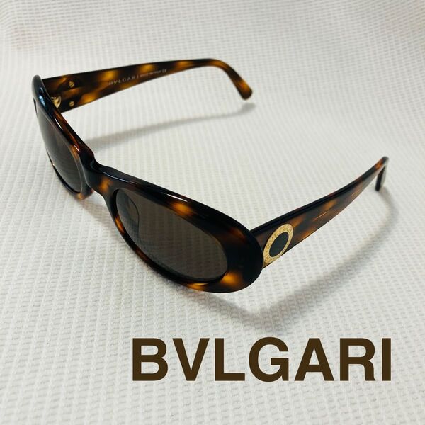 正規良 BVLGARI(ブルガリ)サングラス べっ甲柄 ロゴ装飾付き