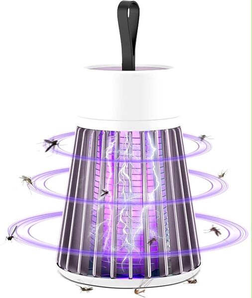 電撃殺虫器 コバエ取り 蚊取り殺虫灯 LED誘虫灯 360°強力蚊除け USB充電 LEDランプ照明 静音設計 省エネ 1122