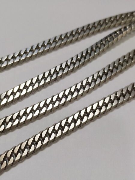 SV925 シルバー silver 喜平 6面カット ダブル W ネックレス 中折れクラスプ 50cm