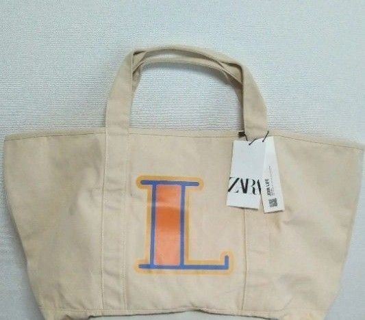 新品 ザラ ZARA トートバッグ キャンバス トート L レア レトロ 希少