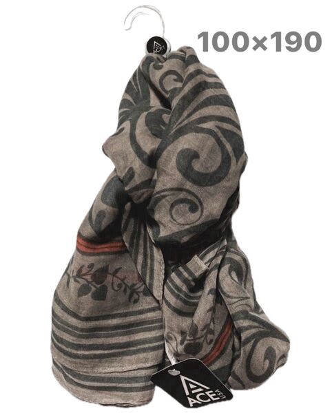 大判ストール botanical scarf unisex 100×190 ACE ボタニカル シフォン スカーフ グレー