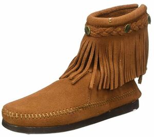 MinneTonka 282 Women's back zip hardsole boot レディース　茶色　サイズ25cm mt2828