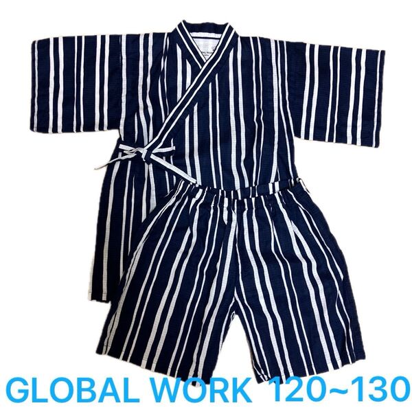 グローバルワーク GLOBAL WORK 甚平 ネイビー ストライプ柄 XL120~130