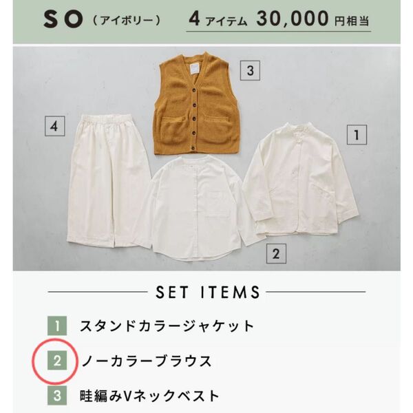 so エスオー ノーカラーブラウス ホワイト