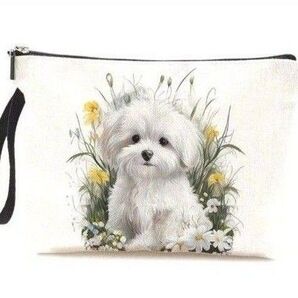 お値下げ♪【化粧ポーチ】マルチーズ 子犬