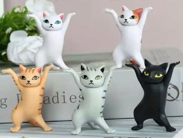 ガチャガチャ 猫のペン立て ペン置き オプジェ 新品 アクセサリー置き ネコの小物置き 5匹セット 韓国 インンテリア 猫 中古