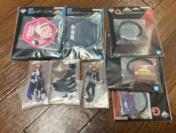 一番くじ ヒーローアカデミア F賞アクリルスタンド E賞 ラバートレイ2種 G賞 アクリルマルチバンド3種 新品