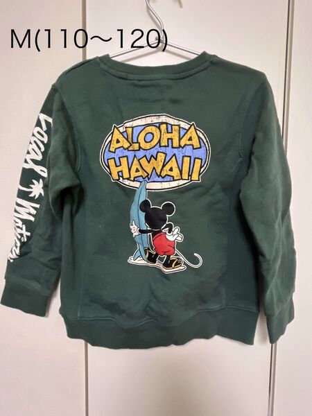 M(110〜120) LOCAL MOTION ミッキー サーフ トレーナー サーフィン ダークグリーン ハワイ yshop子供服
