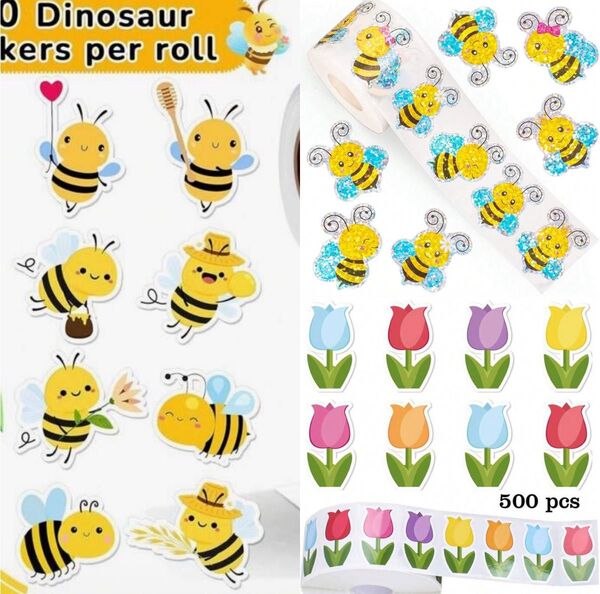 ごほうび ギフト ロールシール 切り売り 各80枚 ハチ チューリップ 合計240枚 ラッピングにも◎
