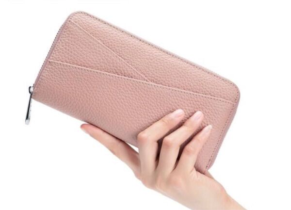 SALE★長財布 レディース 本革 小銭入れ コインケース スキミング防止 ラウンドファスナー くすみピンク 新品未使用