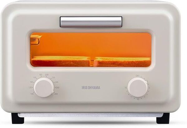 アイリスオーヤマ オーブントースター 2枚焼き スチーム フラットカーボンヒーター使用SOT-201-C ミルクベージュ