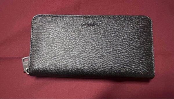 ★新品★ COACH コーチ 長財布 ウォレット 本革 クロスグレイン レザー シグネチャー ブラック 未使用品