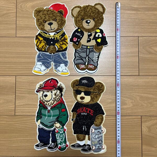 大きい ワッペン パッチ くま 音楽 ベア BIG アップリケ 刺繍 可愛い おしゃれ NY スカジャン ファンキー キャップ