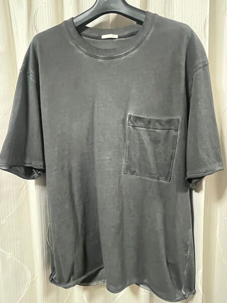 GU ウォッシュドカットオフ ビックTシャツ (五分袖)NT+E ダークグレー Sサイズ