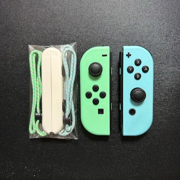 ★Nintendo Switch Joy-Con(L)/(R)(『あつまれ どうぶつの森』)純正ストラップ付 動作確認OK