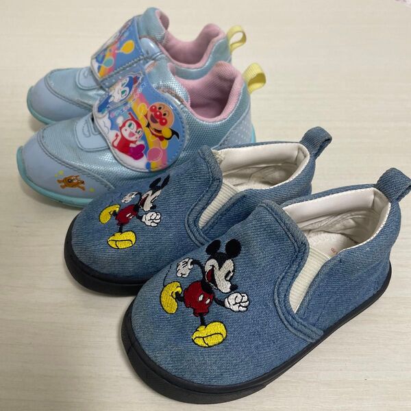 子供靴 アンパンマン ミッキーマウス 2足セット