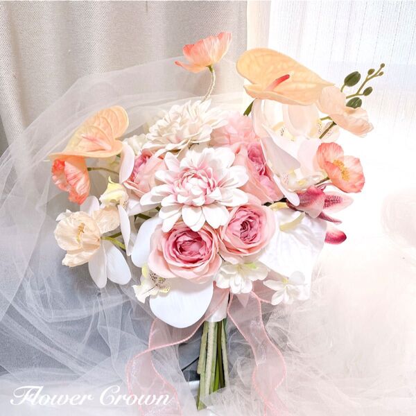 ウエディングブーケ アーティフィシャルフラワーブーケ 結婚式 クラッチブーケ