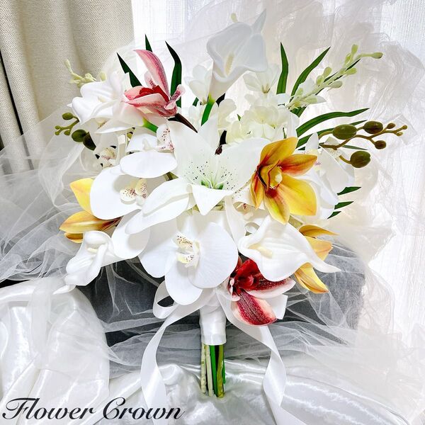 クラッチブーケ アーティフィシャルフラワーブーケ 結婚式 ウエディングブーケ サマーウエディング リゾートウエディング 造花