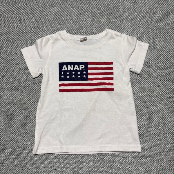 ANAP キッズ Tシャツ アメリカ国旗柄 ホワイト