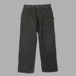 【USA製】carhartt カーハート ダブルニー ダック ペインター パンツ 38×32 ブラック 黒 アメリカ製