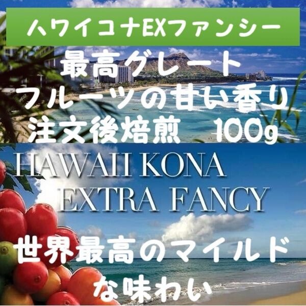 【セール特価10%OFF】ハワイコナ エクストラファンシー コーヒー豆 100g