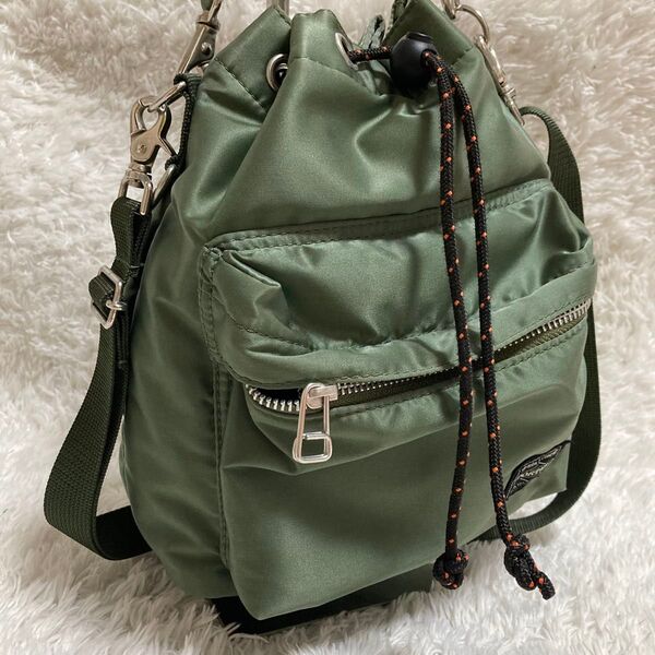 希少 PORTER ポーター タンカー セージグリーン 2way バルーンサック ナイロン ショルダーバッグ 巾着