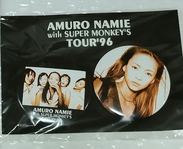 ほぼ未使用に近い 激レア安室奈美恵 SUPERMONKEY'S 缶バッジ2個セット 台紙付き 90年代当時モノ