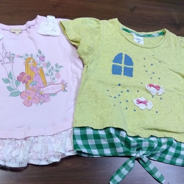 HUSHUSH 110 半袖 Tシャツ セット 夏物 ピンク UNICA ラプンツェル プリンセス 女の子 子供服 夏服 キッズ