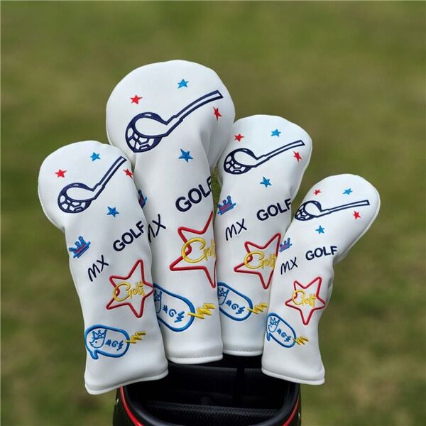 【シーズン新製品4点セット】韓国バージョンMXgolfゴルフクラブヘッドカバー白