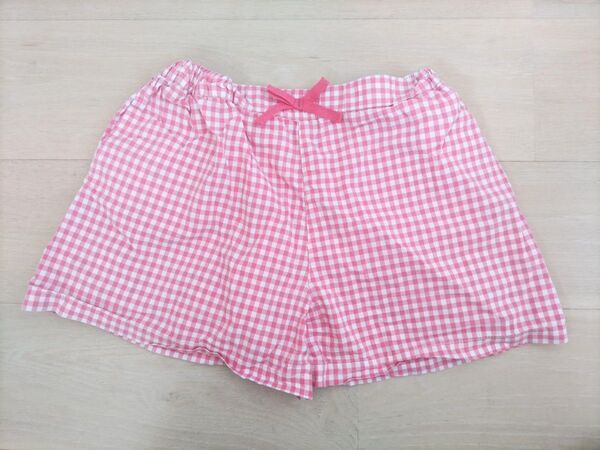 【UNIQLO】春夏 ガールズ キッズ チェック柄 ピンク ショートパンツ 《130cm》