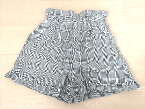 《ガールズ》子供服 ショートパンツ グレー チェック柄 〈160cm〉