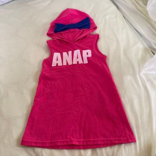 ANAP ノースリーブパーカーワンピース 100cm ピンク