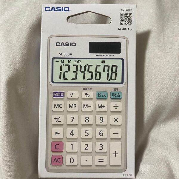 CASIO 電卓 SL-300A ホワイト系 未使用