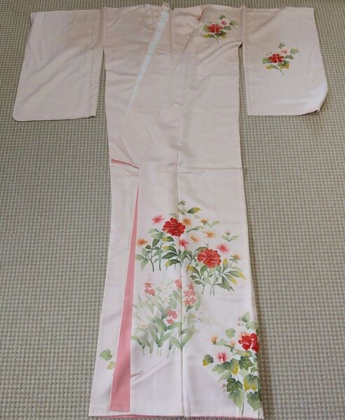 付け下げ 訪問着 しつけ付き ピンク 正絹 着物 着付け 和装