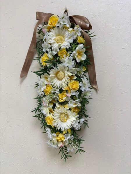 イエロー系フラワー スワッグ 造花 壁飾り インテリア