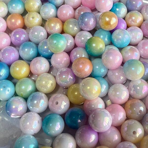 お買い得!!アクリルビーズ夢かわいいカラーのビーズ約12mm 80g
