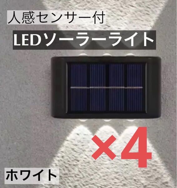 LEDライト 白色 太陽光発電 ソーラー 夜間自動点灯 屋外 センサー
