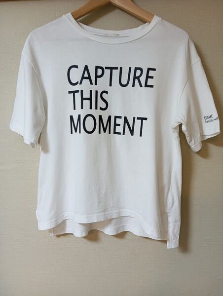 半袖Tシャツ ロゴプリント ホワイト GU
